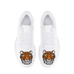 Dual Tiger Graphic White Canvas Sneakers