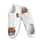 White Canvas Sneakers with Dynamic Tiger Graphics