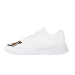 All-White Mesh Sneakers with Fierce Tiger Head Graphics